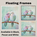 Soft Pastel Doves in Romantic Embrace Capturing Love and Harmony Ideal Gift Art for Couples Bedroom or Nursery Accents with Gentle and Peaceful Vibes on Ready to Hang 1.5" Thick Canvas Wrap, Floating Framed Canvas, Flat Rolled Canvas