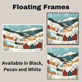 Charming Folk Art Winter Village with Snowy Hills, Colorful Houses, and Pine Forests in a Peaceful Holiday on Ready to Hang 1.5" Thick Canvas Wrap, Floating Framed Canvas, Flat Rolled Canvas
