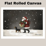 Dog Christmas Canvas  - Santa's Sidekick - Joyful Pup Walking in the Snow on Ready to Hang 1.5" Thick Canvas Wrap, Floating Framed Canvas, Flat Rolled Canvas