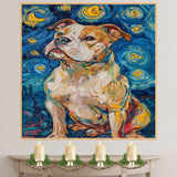 American Bulldog Artwork in Starry Night Style Featuring Vivid Swirls Bold Color and Whimsical Impressionist Brushwork on Ready to Hang 1.5" Thick Canvas Wrap, Floating Framed Canvas, Flat Rolled Canvas