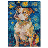 American Bulldog Artwork in Starry Night Style Featuring Vivid Swirls Bold Color and Whimsical Impressionist Brushwork on Ready to Hang 1.5" Thick Canvas Wrap, Floating Framed Canvas, Flat Rolled Canvas