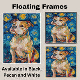 American Bulldog Artwork in Starry Night Style Featuring Vivid Swirls Bold Color and Whimsical Impressionist Brushwork on Ready to Hang 1.5" Thick Canvas Wrap, Floating Framed Canvas, Flat Rolled Canvas