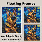 German Shepherd Dog Portrait with Abstract Van Gogh-Inspired Brush Strokes and Vivid Multicolor Expressionist Style on Ready to Hang 1.5" Thick Canvas Wrap, Floating Framed Canvas, Flat Rolled Canvas