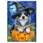 Australian Cattle Dog Wall Art Pumpkin Canvas Autumn Thanksgiving Decorations for Table Autumn Dog Lover Gifts on Ready to Hang 1.5" Thick Canvas Wrap, Floating Framed Canvas, Flat Rolled Canvas