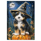 Bernedoodle Puppy Spider Web Poster Print for Thanksgiving Pet Lovers Canvas for Holiday Home Wall Decor on Ready to Hang 1.5" Thick Canvas Wrap, Floating Framed Canvas, Flat Rolled Canvas