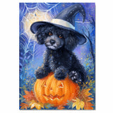 Poodle Puppy Art for Mom's Haunted Halloween Canvas With Spider Web Wall Art for Seasonal Pet Friendly Decoration on Ready to Hang 1.5" Thick Canvas Wrap, Floating Framed Canvas, Flat Rolled Canvas