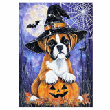 Boxer Autumn Puppy Flowers Wall Art for Dining Room Decorations for Fall Thanksgiving Party Décor for Dog Mom on Ready to Hang 1.5" Thick Canvas Wrap, Floating Framed Canvas, Flat Rolled Canvas
