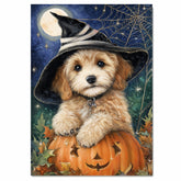 Cockapoo Puppy Halloween Canvas Wall Art for Dog Moms Pet Lovers Farmhouse Nursery and Living Room Decor on Ready to Hang 1.5" Thick Canvas Wrap, Floating Framed Canvas, Flat Rolled Canvas