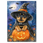Rottweiler Dog Thanksgiving Autumn Harvest Pumpkin Canvas for Bathroom Wall Art for Halloween on Ready to Hang 1.5" Thick Canvas Wrap, Floating Framed Canvas, Flat Rolled Canvas