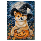 Shiba Inu Dog Forest Canvas Art Prints for Bedroom Decor for Halloween Haunted Poster Gifts on Ready to Hang 1.5" Thick Canvas Wrap, Floating Framed Canvas, Flat Rolled Canvas