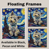 West Highland Terrier Dog Painting in Van Gogh Starry Night Style with Whimsical Swirls and Bold Color Brushwork on Ready to Hang 1.5" Thick Canvas Wrap, Floating Framed Canvas, Flat Rolled Canvas