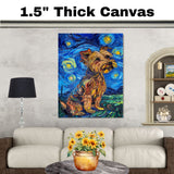 Expressive Yorkshire Terrier Dog Painting in Van Gogh Inspired Style with Bold Colors and Textured Artistic Brushstrokes on Ready to Hang 1.5" Thick Canvas Wrap, Floating Framed Canvas, Flat Rolled Canvas