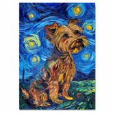 Expressive Yorkshire Terrier Dog Painting in Van Gogh Inspired Style with Bold Colors and Textured Artistic Brushstrokes on Ready to Hang 1.5" Thick Canvas Wrap, Floating Framed Canvas, Flat Rolled Canvas