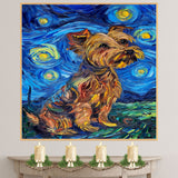 Expressive Yorkshire Terrier Dog Painting in Van Gogh Inspired Style with Bold Colors and Textured Artistic Brushstrokes on Ready to Hang 1.5" Thick Canvas Wrap, Floating Framed Canvas, Flat Rolled Canvas