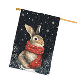 Rabbit Christmas Winter House Flag 28x40 Inch Outdoor Bunny Holiday Decoration for Front Porch Yard Home Seasonal Xmas Winter Decor Gift for Moms