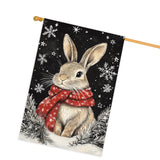 Cow with Scarf Winter Christmas House Flag Double Sided 28x40 Inch Snowing Farmhouse Outdoor Flag for Front Porch Yard Xmas Holiday Seasonal Decor