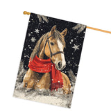 Winter Lamb with Red Scarf Christmas House Flag Double Sided 28x40 Inch Snow Farmhouse Outdoor Flag for Front Porch Yard Holiday Decor