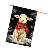 Merry Christmas Lion House Flag Double Sided 28x40 Inch Winter Snowflake Animal Outdoor Flag Farmhouse Holiday Decor for Front Porch Yard Home