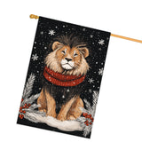 Christmas Lion House Flag Double Sided 28x40 Inch Winter Snowflake Yard Flags for Holiday Xmas Seasonal Outdoor Decoration for Farmhouse Décor
