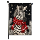 Christmas Zebra Garden Flag 12x18 Inch Single Side or Double Sidedd Outdoor Winter Yard Flag, Cute Zebra with Snowflakes Farmhouse Lawn Garden Holiday Decor