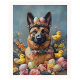 Easter Joy: Belgian Malinois Dog in Easter Outfit, Festive Easter Outfit, Dressed for Easter on Ready to Hang 1.5" Thick Canvas Wrap, Floating Framed Canvas, Flat Rolled Canvas