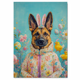 Whimsical Easter: Belgian Malinois Sporting a Colorful Holiday Costume on Ready to Hang 1.5" Thick Canvas Wrap, Floating Framed Canvas, Flat Rolled Canvas