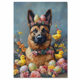 Easter Joy: Belgian Malinois Dog in Easter Outfit, Festive Easter Outfit, Dressed for Easter on Ready to Hang 1.5" Thick Canvas Wrap, Floating Framed Canvas, Flat Rolled Canvas
