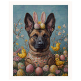 Festive Paws: Belgian Malinois Showcasing a Charming Easter Ensemble on Ready to Hang 1.5" Thick Canvas Wrap, Floating Framed Canvas, Flat Rolled Canvas
