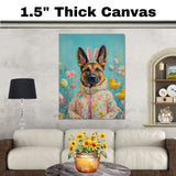 Whimsical Easter: Belgian Malinois Sporting a Colorful Holiday Costume on Ready to Hang 1.5" Thick Canvas Wrap, Floating Framed Canvas, Flat Rolled Canvas