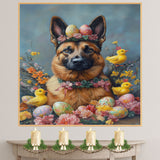 Easter Joy: Belgian Malinois Dog in Easter Outfit, Festive Easter Outfit, Dressed for Easter on Ready to Hang 1.5" Thick Canvas Wrap, Floating Framed Canvas, Flat Rolled Canvas
