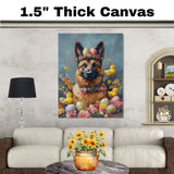 Easter Joy: Belgian Malinois Dog in Easter Outfit, Festive Easter Outfit, Dressed for Easter on Ready to Hang 1.5" Thick Canvas Wrap, Floating Framed Canvas, Flat Rolled Canvas
