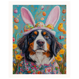 Easter Elegance: Bernese Mountain Dog Dressed in a Playful Holiday Ensemble on Ready to Hang 1.5" Thick Canvas Wrap, Floating Framed Canvas, Flat Rolled Canvas