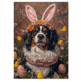 Springtime Festivities: Bernese Mountain Dog Showcasing a Cheerful Easter Costume on Ready to Hang 1.5" Thick Canvas Wrap, Floating Framed Canvas, Flat Rolled Canvas