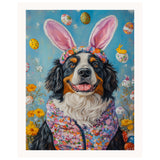 Holiday Cheer: Bernese Mountain Dog Styled in a Charming Easter Outfit on Ready to Hang 1.5" Thick Canvas Wrap, Floating Framed Canvas, Flat Rolled Canvas