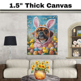 Hoppy Celebrations: Boxer Dog Showing Off a Playful Easter Attire on Decorative Canvas Wrap, Framed Print, or Rolled Artwork