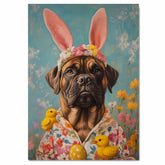 Easter Elegance: Bullmastiff Dressed in a Festive Spring Ensemble on Premium Canvas Wrap, Framed Print, or Rolled Artwork