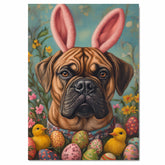 Spring Spirit: Bullmastiff Posing in a Charming Easter Costume on Artistic Canvas Wrap, Framed Print, or Rolled Artwork