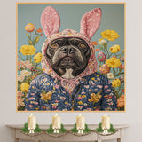 Hoppy Vibes: Cane Corso Posing in a Festive Springtime Outfit on High-Quality Canvas Wrap, Framed Print, or Rolled Artwork