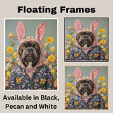 Hoppy Vibes: Cane Corso Posing in a Festive Springtime Outfit on High-Quality Canvas Wrap, Framed Print, or Rolled Artwork