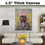 Hoppy Vibes: Cane Corso Posing in a Festive Springtime Outfit on High-Quality Canvas Wrap, Framed Print, or Rolled Artwork