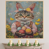 Whiskers in Wonderland: Charming Cat Dressed for a Joyful Springtime Occasion on Canvas Wrap, Framed Print, or Rolled Artwork
