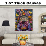 Bunny-Eared Beauty: Playful Cat Dressed for a Festive Spring Celebration on Canvas Wrap, Framed Print, or Rolled Artwork