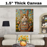 Springtime Whiskers: Playful Cat in a Cheerful Holiday Costume on Canvas Wrap, Framed Print, or Rolled Artwork