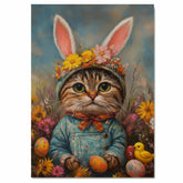 Easter Delight: Stylish Cat Dressed in a Cheerful Spring Ensemble on Artistic Canvas Wrap, Framed Print, or Rolled Artwork