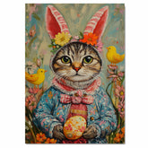 Festive Feline: Adorable Cat Showing Off a Playful Springtime Look on Decorative Canvas Wrap, Framed Print, or Rolled Artwork