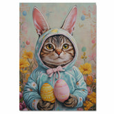 Whiskers in Bloom: Charming Cat Dressed for a Joyful Spring Celebration on Canvas Wrap, Framed Print, or Rolled Artwork