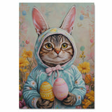 Whiskers in Bloom: Charming Cat Dressed for a Joyful Spring Celebration on Canvas Wrap, Framed Print, or Rolled Artwork