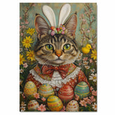Paws and Petals: Elegant Cat Styled in a Cheerful Spring Attire on Canvas Wrap, Framed Print, or Rolled Artwork