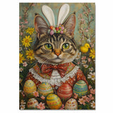 Paws and Petals: Elegant Cat Styled in a Cheerful Spring Attire on Canvas Wrap, Framed Print, or Rolled Artwork