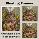 Paws and Petals: Elegant Cat Styled in a Cheerful Spring Attire on Canvas Wrap, Framed Print, or Rolled Artwork